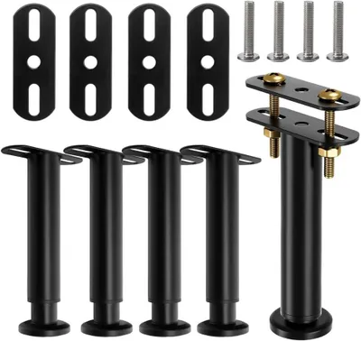Produktbild von 4-teiliges Lattenrost-Bettgestell-Set, Bettbeine, 30 cm Bettbeine, verstellbare Lattenrost-Bettbeine, kein Bohren erforderlich, 18–32 cm Bettgestellbeine
