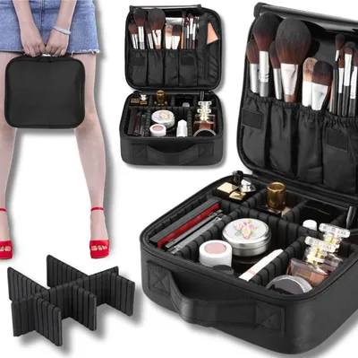 Produktbild von Geräumige große Reise-Kosmetiktasche Organizer Kosmetikkoffer Fächer