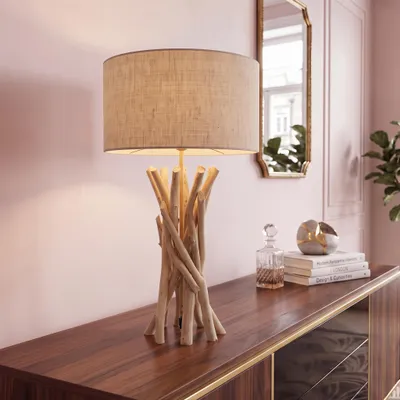 Produktbild von cagü: Unikat Tischlampe KEMANG Beige aus Treibholz handgefertigt 60cm Höhe