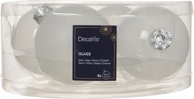 Produktbild von Weihnachtskugeln Glas 8cm 4 Stück - Winterweiss transparent