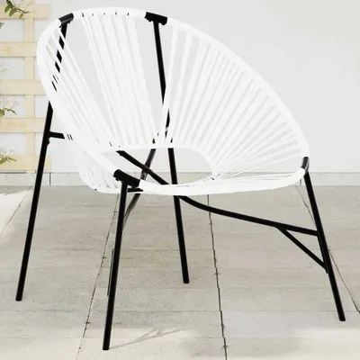 Produktbild von Gartenstuhl in Ei-Form Schwarz und Weiß Poly Rattan, Gartenstühle DesignMöbel