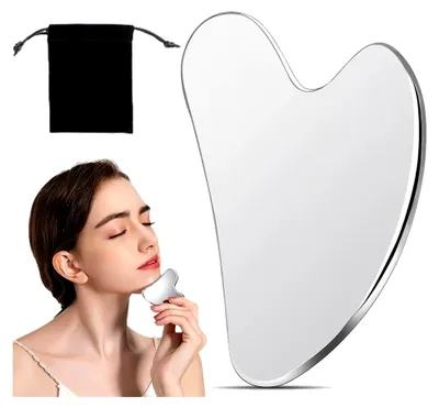 Produktbild von Gua Sha Werkzeug aus Edelstahl - Massagegerät für Gesicht, Augen, Hals und Körper