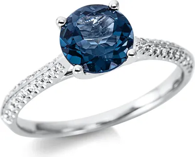 Produktbild von Ring aus 750 Weißgold Topas 1,58ct London Blue 44 Brillanten 0,14ct TW-SI Ø7mm Innenumfang 54mm  Ø17.2mm