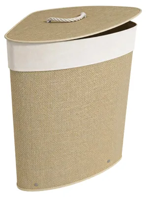 Produktbild von HOMCOM Bambus Wäschekorb mit Deckel 55 L Eck Wäschesammler für Badezimmer