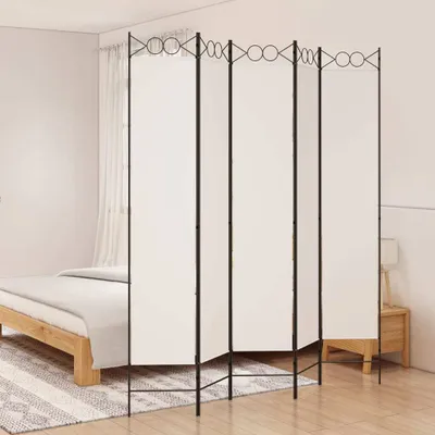Produktbild von The Living Store 5-tlg. Paravent Weiß 200x220 cm Stoff
