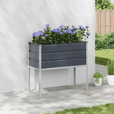 Produktbild von "Schlussverkauf" Pflanzkübel im Garten - 1 pc - Blumenbeet/Gartenbeet - Anthrazit 100x45x90 cm Verzinkter Stahl  C13562