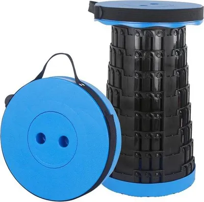 Obrázok produktu pre Famanu, ľahká skladacia stolička – modrá, s nastaviteľnou výškou, nosnosť 200 kg