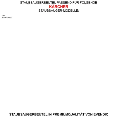 Produktbild von 10 Staubsaugerbeutel kompatibel mit KÄRCHER 6.904 - 263 (R)