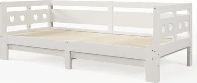 Produktbild von Tagesbett 90/180x200cm(Ohne Matratze)Ausziehbar Bett Weiß Massivholz Jugendbett Flachbett Klappbett Mit 2. Schlafgelegenheit und Rollrost