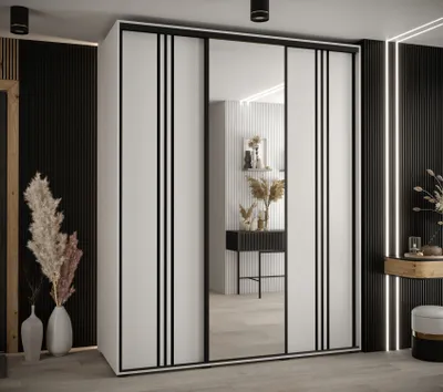 Produktbild von Kleiderschrank YVONA 7 – 190/60 cm, weiß/schwarz