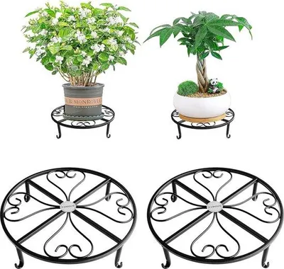 Immagine prodotto di 2 supporti per fiori in metallo da 30 cm, colore nero, per interni ed esterni