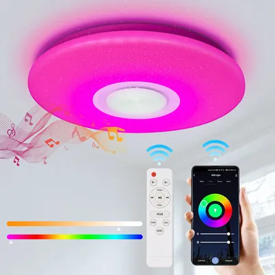 Obrázok produktu pre Jopassy 36W LED stropné svetlo s efektom hviezdnej oblohy, nástenné osvetlenie do kuchyne, stmievateľné a s hudbou Bluetooth