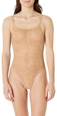 Zdjęcie produktu dla A. Damska bielizna typu body marki Essentials, wykonana z elastycznej koronki, kolor: brąz (washed bronze), rozmiar: 40
