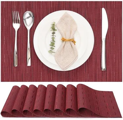 Immagine prodotto di Ibenzoa® Sottopiatti resistenti al calore e antiscivolo – Set da 8 (30 × 43,5 cm), facili da pulire, realizzati con materiali ecologici – Protezioni per tavolo da pranzo e cucina
