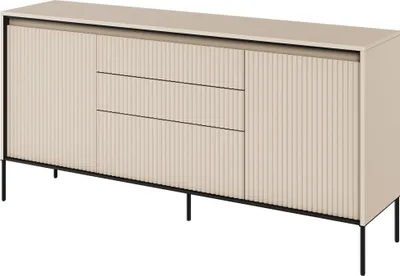 Produktbild von Kommode Trend TR-01 Sideboard 166x83x40 cm Gefräste Front 3 Schubladen 2 Türen Beige