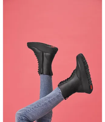 Produktbild von FITFLOP FitFlop F-Mode Leder-Schnürstiefeletten mit flachem Absatz SCHWARZ 37