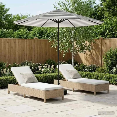 Imagen del producto de Maison Exclusive: Parasol para jardín con base, rectangular, de 2,3 x 2,3 metros, fabricado en poliéster