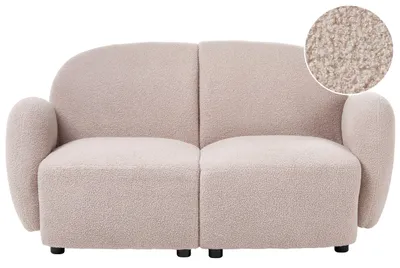 Produktbild von BELIANI 2-Sitzer Sofa Beige Bouclé Gepolstert mit Breiter Sitzfläche Armlehnen Organisches Retro Design Wohnzimmersofa Polstersofa Teddy Stoffsofa