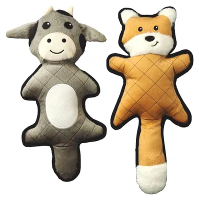 Image de Jeu de deux jouets en peluche pour chiens, durables