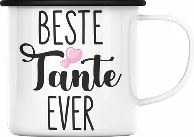 Produktbild von Trendation - Beste Tante Ever Emaille Tasse Geschenk Geburtstag Weihnachten Lustig Geschenkideen von Nichte (Schwarz)