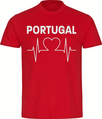 Produktbild von multifanshop Kinder T-Shirt - Portugal - Herzschlag, rot, Größe 140