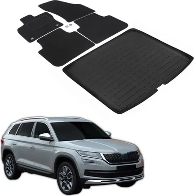 Obrázek produktu pro Sada Velurových Koberců a Vaničky do Kufru pro Skoda Kodiaq 2016-2023