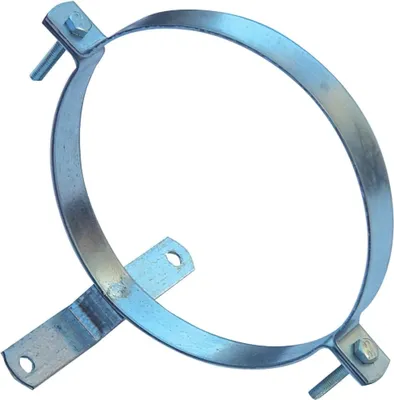 Immagine prodotto di Morsetto per tubi da stufa zincato con staffa da 130 mm.