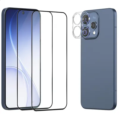 Zdjęcie produktu dla 2-pak Oppo Reno 15 Szkło ochronne na ekran & 1-pak ochrona obiektywu - Szkło hartowane 9H - Super jakość 3D