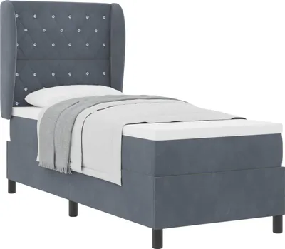 Produktbild von Boxspringbett mit Matratze Dunkelgrau 200 x 80 cm Samt