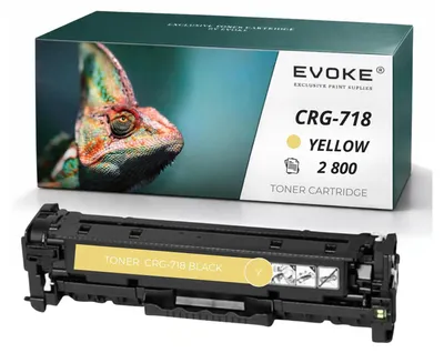 Produktbild von Evoke Toner-Kompatibilkartusche für den Canon-Drucker CRG-718 Y CRG718, Gelb, 2.800 Seiten, kompatibel mit LBP7210Cdn, LBP7660Cdn, LBP8360Cdn und LBP8380Cdw