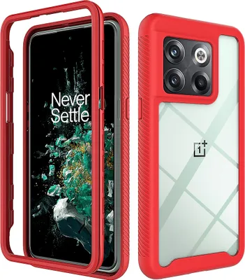 Produktbild von OnePlus 10T Hülle, Hybrid Transparente Rückseite Robust TPU Bumper Rutschfest Stoßfest Schutzhülle für OnePlus 10T Rot