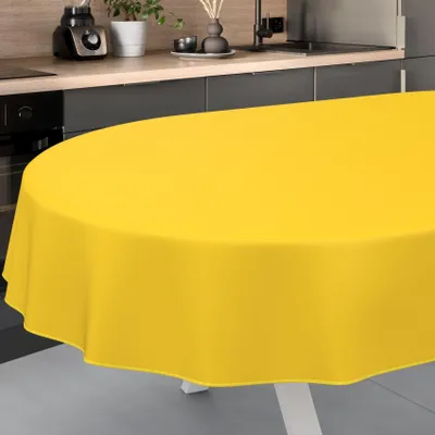 Immagine prodotto di Tovaglia lavabile, adatta per interni ed esterni, forma ovale, dimensioni 240 x 140 cm, colore giallo