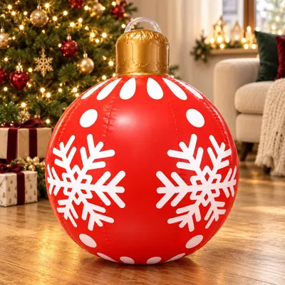 Aufblasbare Weihnachtskugel, 60 cm, rot, für Innen und Außen