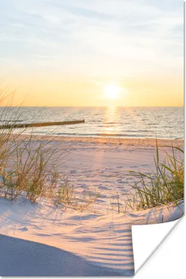 Produktbild von MuchoWow® Poster Strand - Sonne - Düne - Gras - Sand - Horizont 120x180 cm - Kunstposter