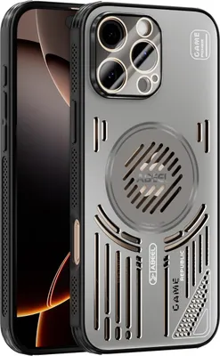 Image de Coque magnétique pour iPhone 16 Pro Max coque de protection antichoc en aluminium avec dissipation thermique et film pour lentille Gris