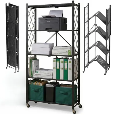 Zdjęcie produktu dla avenido Regał składany magazynowy na kółkach, 5 półek, udźwig 100 kg, 163x72x34 cm