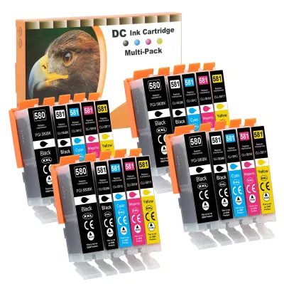 Imagen del producto de Cartuchos de tinta compatibles D&C 20, para Canon PGI-580 XXL y CLI-581 XXL, reemplazo para Canon Pixma TR7550, TR8550, TS6150, TS6151, TS6250, TS6251, TS8150, TS8151, TS8152, TS8250, TS8251, TS8300, TS9150, TS9155, TS9550