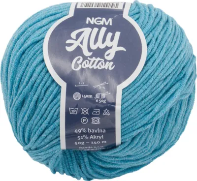 Obrázek produktu pro Příze ALLY Bavlna - 50g / 140 m - Tyrkysová