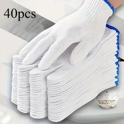 Obrázek produktu pro Polyesterové rukavice, balení po 40 kusech, silné, odolné, pohodlné, omyvatelné, pro dospělé