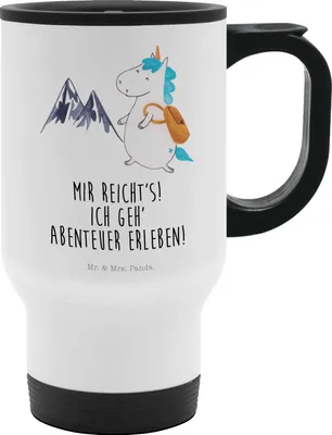 Produktbild von Mr. & Mrs. Panda Thermobecher To Go Einhorn Bergsteiger - Weiß - Geschenk, Urlaub, To-Go-Becher, Berge, isolier trinkbecher, Einhörner, Klein, thermosbecher, Kaffeebecher
