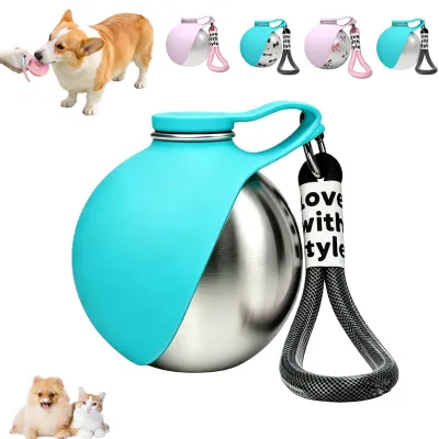 Hundetrinkflasche 285 ml Edelstahl mit Silikonschale