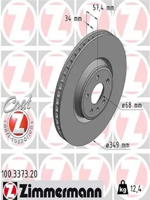 Produktbild von 2x ZIMMERMANN Bremsscheibe 100.3373.20 für VW Touareg (CR7) für AUDI Q7 (4MB)