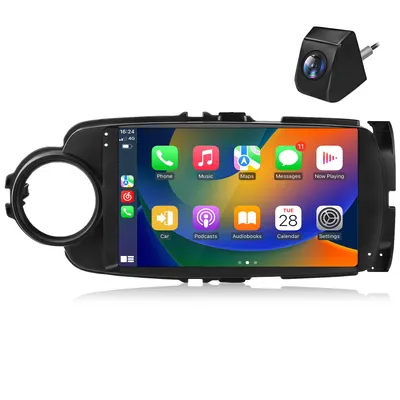 Image de Autoradio 9 pouces CarPlay Android 14, 4+64 Go, radio DAB, compatible avec la Toyota Yaris 2012-2017, Bluetooth, SWC, Wi-Fi, 2DIN, DAB+FM