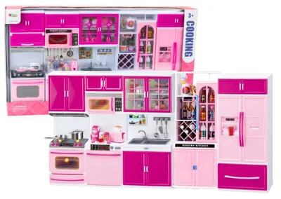 Produktbild von Leantoys Zestaw Mebli Kuchennych dla Lalek Lodówka Kuchenka Akcesoria Ró?owy