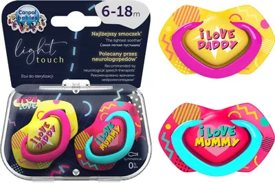 Produktbild von Canpol Babies | Schnuller Neon Love - 6-18 Monate - 2 Stck - Leicht & Hygienisch