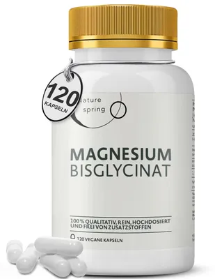 Produktbild von Magnesium Bisglycinat 120 Kapseln hochdosiert - 315 mg elementares Magnesium pro Tagesportion - Magnesium Glycinat Chelat für Muskeln, Nerven & Energie