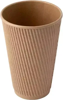 Image de Gobelet en carton ondulé Kraft, gobelet à dispersion, 450 ml, diamètre 90 mm, 25 pièces.
