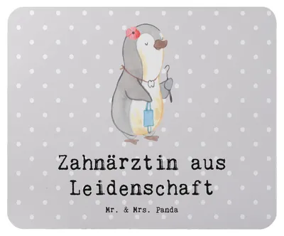 Produktbild von Mr. & Mrs. Panda Mouse Pad Zahnärztin Leidenschaft - Grau Pastell - Geschenk, mousematte, pc mausunterlage, Mauspad, laptop, Mousepad