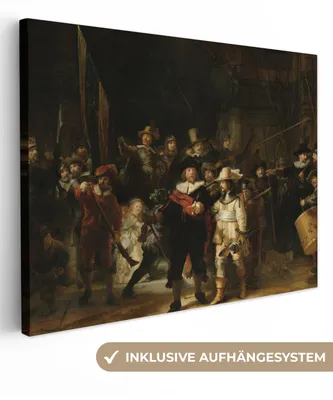 Obrázek produktu pro OneMillionCanvasses® - Obrazy na plátně - Noční hlídka - Umění - Staří mistři - Rembrandt, nástěnná malba, nástěnné dekorace obrazy obývací pokoj, 120x90cm