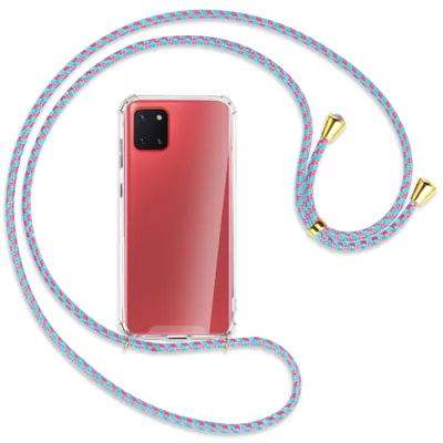 Produktbild von Handykette Backcover-Schutzhülle mit Band (Metall goldfarben) für Samsung Galaxy Note 10 Lite - pink/mint